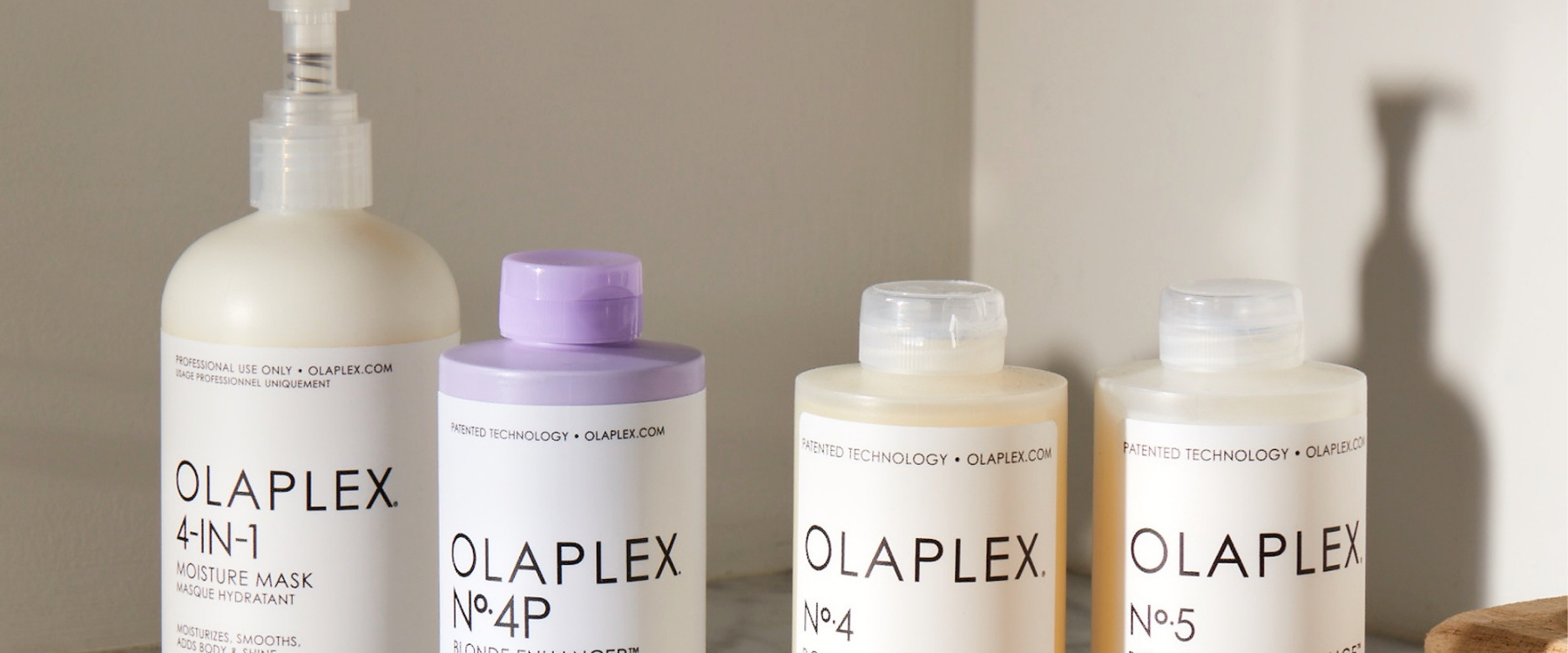 olaplex set of 4 haircare products: Olaplex 4 in 1, olaplex 4P, Olaplex 4 and olaplex 5