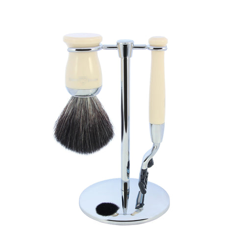 Diffusion 36 Ivory Double Edge Safety Razor, Synthetic Shaving Brush & Stand - Edwin Jagger - Face & Co